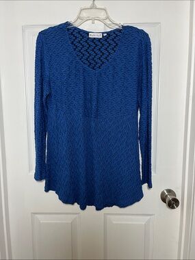 Habitat Royal Blue Textured V-Neck Long Sleeve Tunic